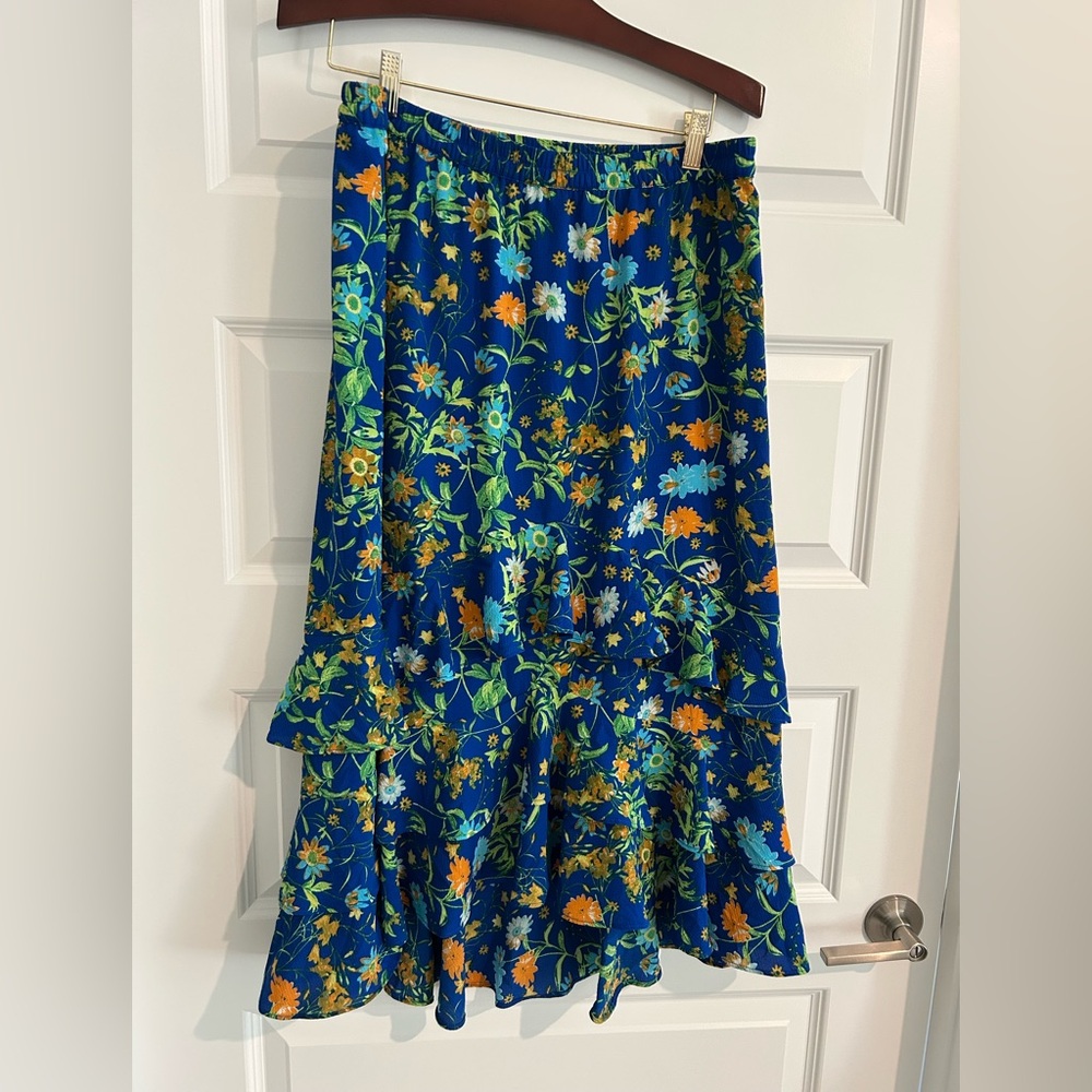 Linea by Louis Dell’Olio Floral Tiered Skirt Blue Size L